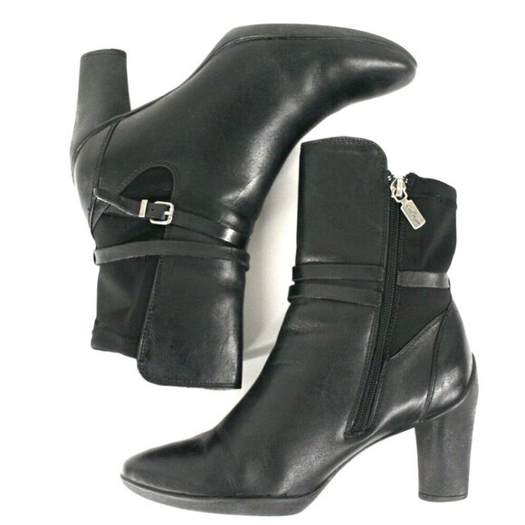 Aqua College Black Leather Sexy Heeled Ankle Boots Sz 9.5 - Picture 6 of 13